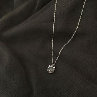 Cat Gemstone Pendant Sterling Silver Necklace 1pc - Silver - One Size