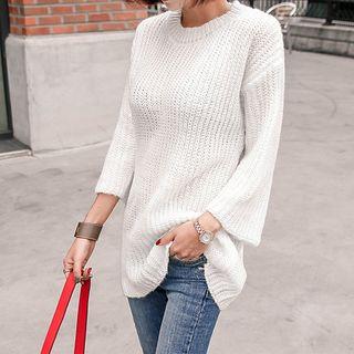 3/4-sleeve Rib-knit Top