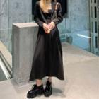 Long-sleeve Plain Cropped Blazer / A-line Midi Skirt
