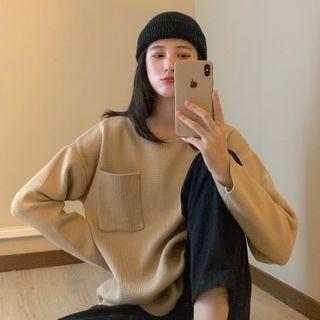 Round-neck Pocket Knit Sweater