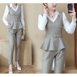 Mock Two-piece Top + Slim-fit Pants
