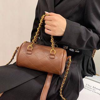 Chain Quilted Barrel Crossbody Bag