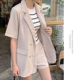 Double-breasted Blazer & Shorts Officewear Set
