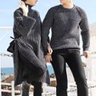 Couple Matching Plain Long-sleeve Sweater / Long-sleeve Dress