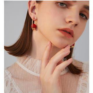 Bead Drop Earring 1 Pair - Red & Gold - One Size