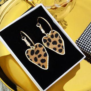 Leopard Print Alloy Heart Dangle Earring
