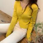 Rib-knit V-neck Cardigan