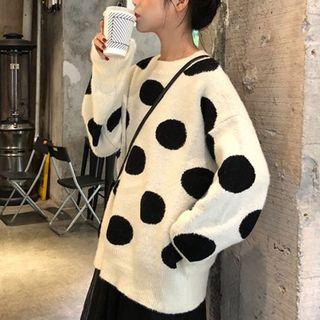 Polka Dot Knit Top Sweater - One Size