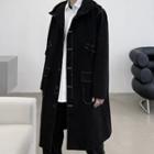 Hooded Contrast Stitched Coat