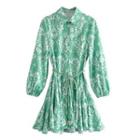 Print Mini A-line Shirt Dress
