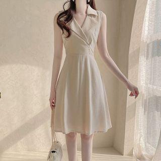 Notch-collar Flared Wrap Dress
