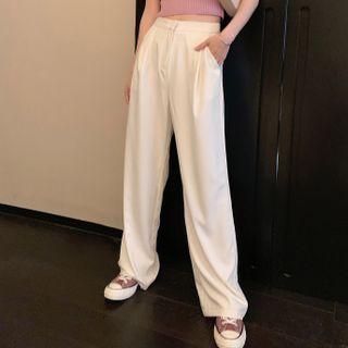 High-waist Plain Wide-leg Dress Pants