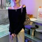 Long-sleeve Off-shoulder T-shirt / Tank Top / Wide-leg Pants