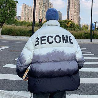 Long-sleeve Lettering Gradient Padded Coat