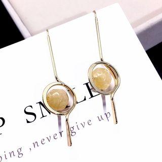 Retro Bead Dangle Earring Dark Khaki - One Size