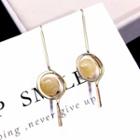 Retro Bead Dangle Earring Dark Khaki - One Size