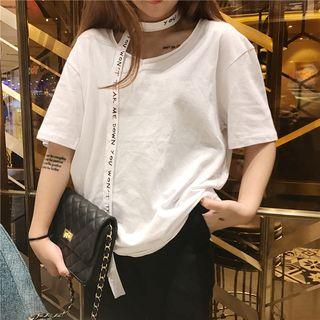 Short-sleeve T-shirt With Lettering Sash