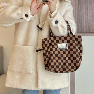 Checkerboard Corduroy Mini Tote Bag