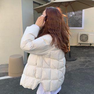Plain Padded Jacket Beige - One Size