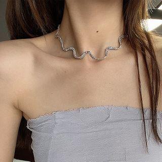 Wavy Rhinestone Alloy Choker
