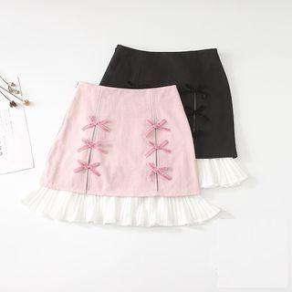 Chiffon Panel Mini Fitted Skirt
