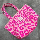 Leopard Print Canvas Tote Bag Leopard Print - Pink - One Size