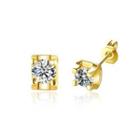 Simple And Fashion Plated Gold Geometric Cubic Zircon Stud Earrings Golden - One Size
