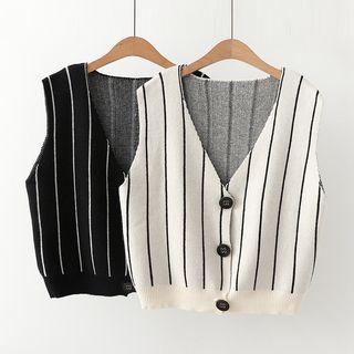 Tie Neck Shirt / Knit Vest / Set