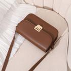 Faux Leather Flap Crossbody Bag Coffee - One Size