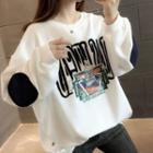 Elbow-patch Print Sweatshirt
