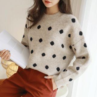 Crew-neck Polka-dot Sweater