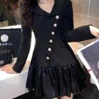 Long-sleeve Button Panel Dress