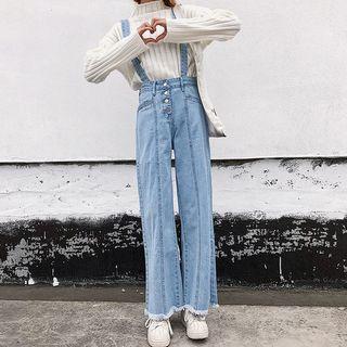 Fray Hem Wide-leg Jumper Jeans