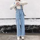 Fray Hem Wide-leg Jumper Jeans