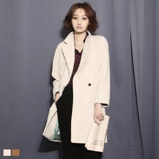 Wool Blend Notched-lapel Coat