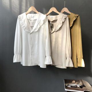 Frill-trim Double-breasted Shirt