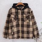 Hooded Plaid Padded Zip Jacket