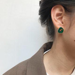 Irregular Glaze Disc Earring 1 Pair - Green - One Size