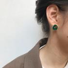 Irregular Glaze Disc Earring 1 Pair - Green - One Size