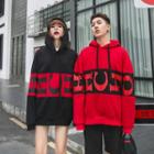 Couple Matching Letter Colour Block Long-sleeve Hoodie