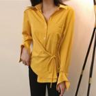 Long-sleeve Collared Top Yellow - One Size