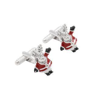 Fashionable Personality Red Santa Cufflinks Silver - One Size