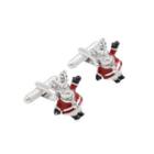 Fashionable Personality Red Santa Cufflinks Silver - One Size