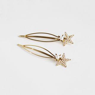 Faux Pearl Alloy Star Hair Clip Star - Gold - One Size