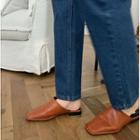 Square-toe Stitched Mule Loafers