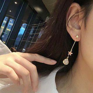Gemstone Dangle Earring 1 Pair - S925 Silver Needle - Gold - One Size