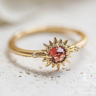Sterling Silver Gemstone Flower Ring