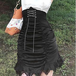 Lace Trim High-waist Mini Skirt