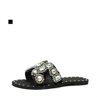 Faux-jeweled Mules