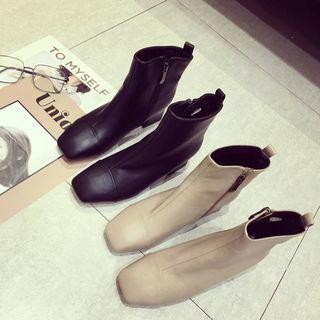 Block Heel Side-zip Short Boots